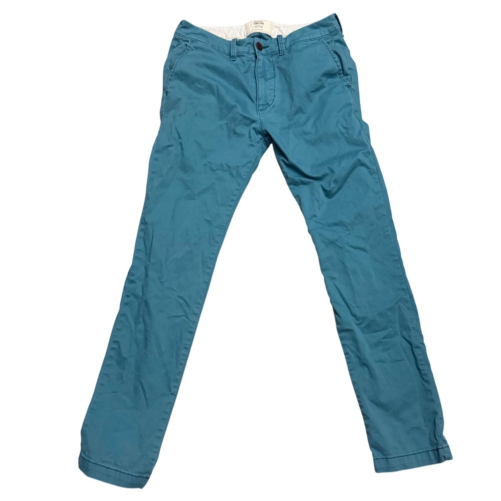 Hollister Skinny Chino Pants Teal‎ Slim Fit Cotton Twill Men's Size 31x32